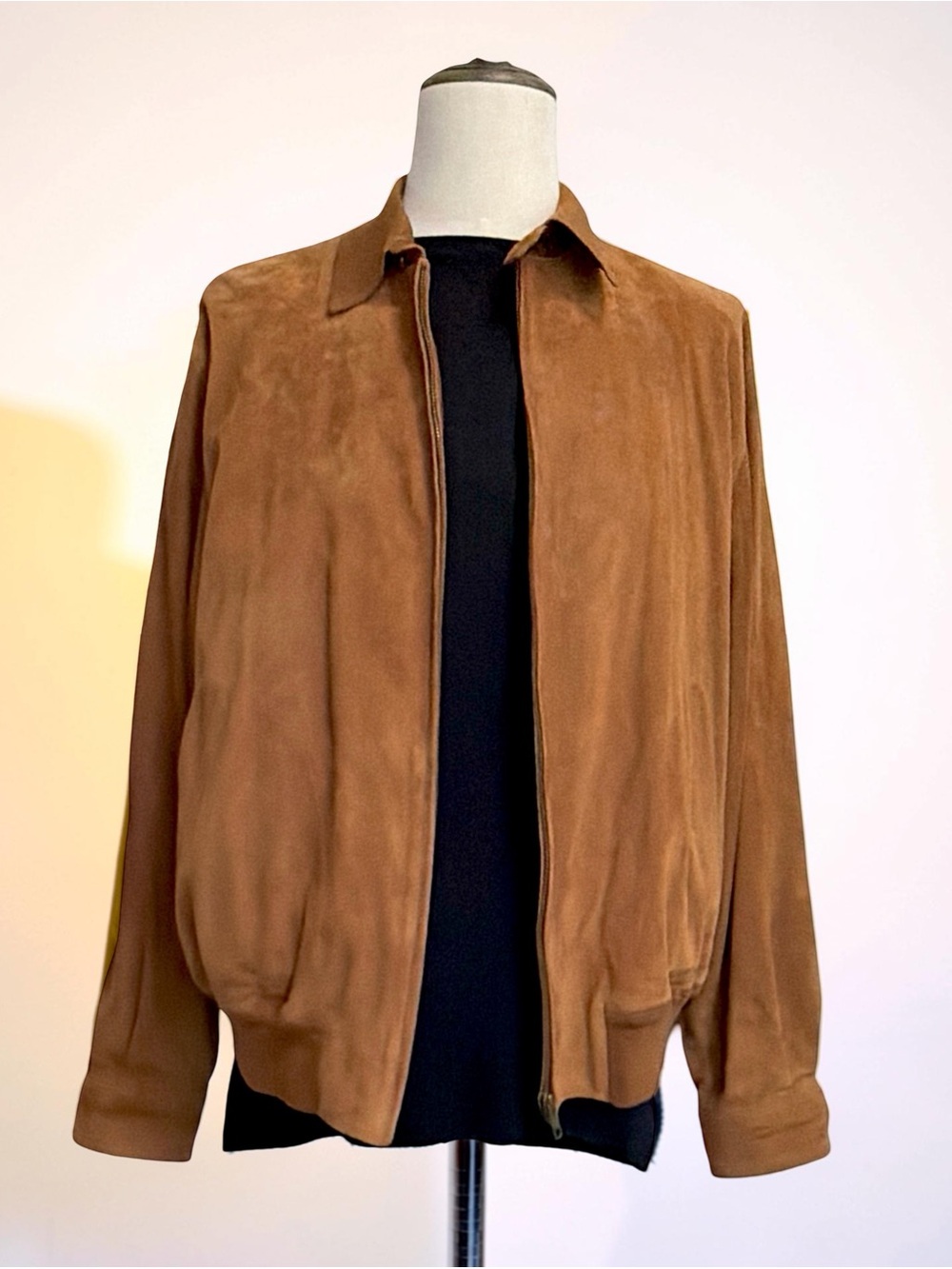 Sulka Men’s Brown Suede Leather Bomber Jacket | Size 44 | Luxury | Zip Front - Picture 15 of 16